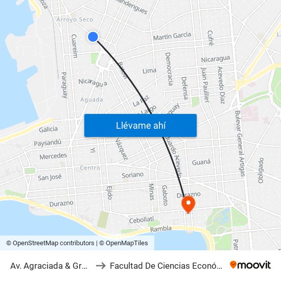 Av. Agraciada & Gral. Manuel Freire (S) to Facultad De Ciencias Económicas Y De Administración map