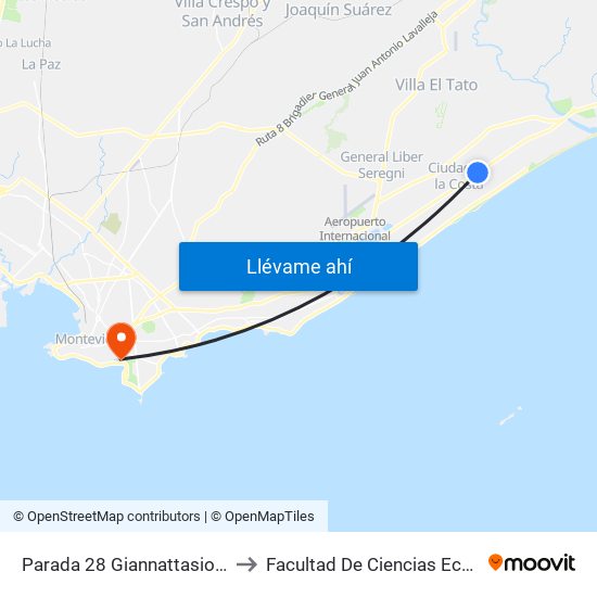 Parada 28 Giannattasio (Esq. Doroteo García Lagos) to Facultad De Ciencias Económicas Y De Administración map