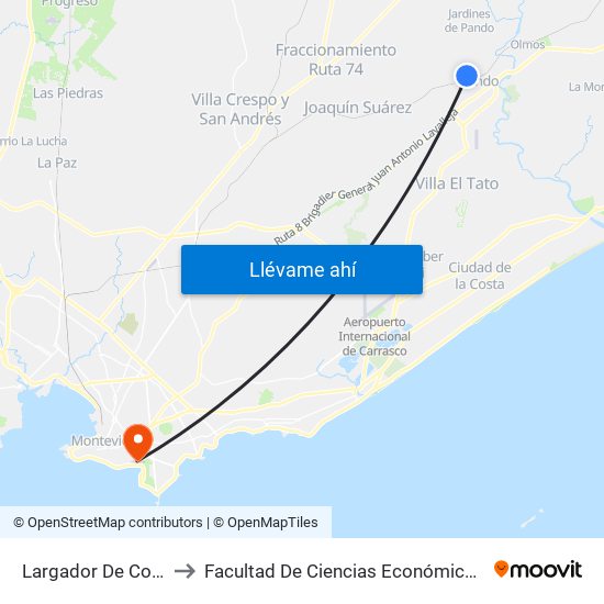 Largador De Copsa (Pando) to Facultad De Ciencias Económicas Y De Administración map