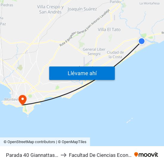 Parada 40 Giannattasio (Esq. Constituyentes) to Facultad De Ciencias Económicas Y De Administración map
