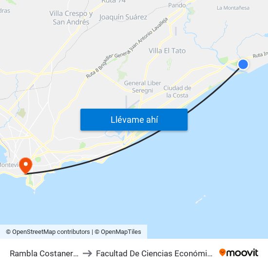Rambla Costanera & Costa Azul to Facultad De Ciencias Económicas Y De Administración map