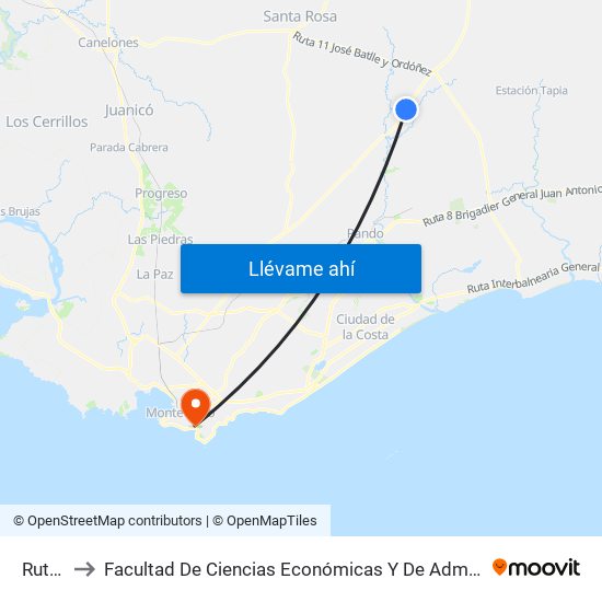 Ruta 7 to Facultad De Ciencias Económicas Y De Administración map