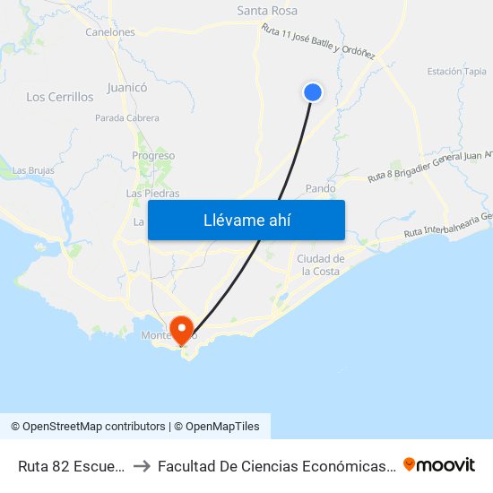 Ruta 82 Escuela Rural 86 to Facultad De Ciencias Económicas Y De Administración map