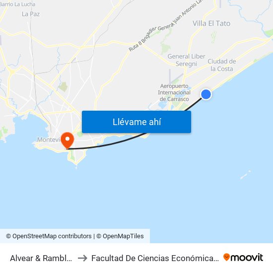 Alvear & Rambla Costanera to Facultad De Ciencias Económicas Y De Administración map