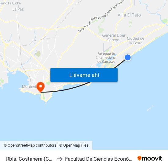 Rbla. Costanera (Colegio Santa Elena) to Facultad De Ciencias Económicas Y De Administración map