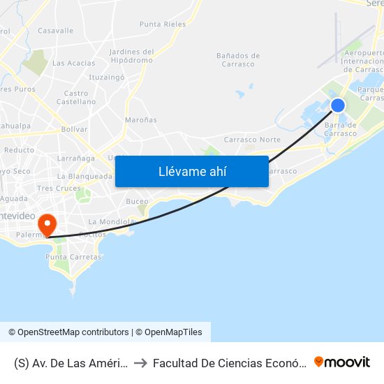 (S) Av. De Las Américas & Av. A La Playa to Facultad De Ciencias Económicas Y De Administración map