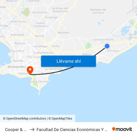 Cooper & Alberdi to Facultad De Ciencias Económicas Y De Administración map