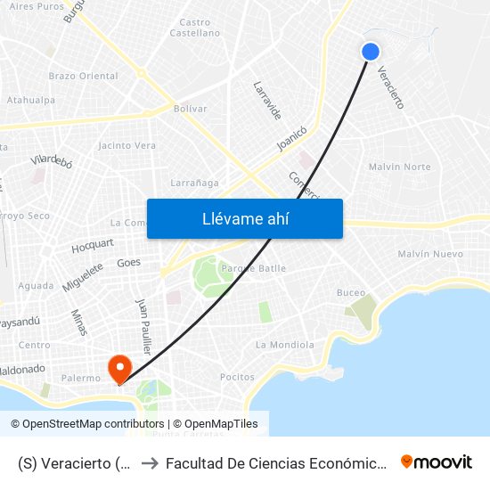 (S) Veracierto (Lestido S.A.) to Facultad De Ciencias Económicas Y De Administración map