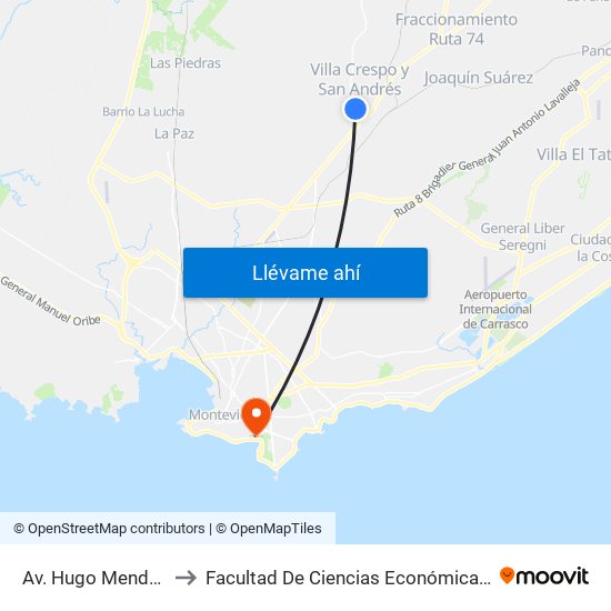 Av. Hugo Mendez & Ruta 33 to Facultad De Ciencias Económicas Y De Administración map