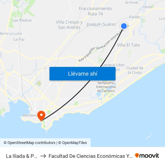 La Iliada & Polifermo to Facultad De Ciencias Económicas Y De Administración map