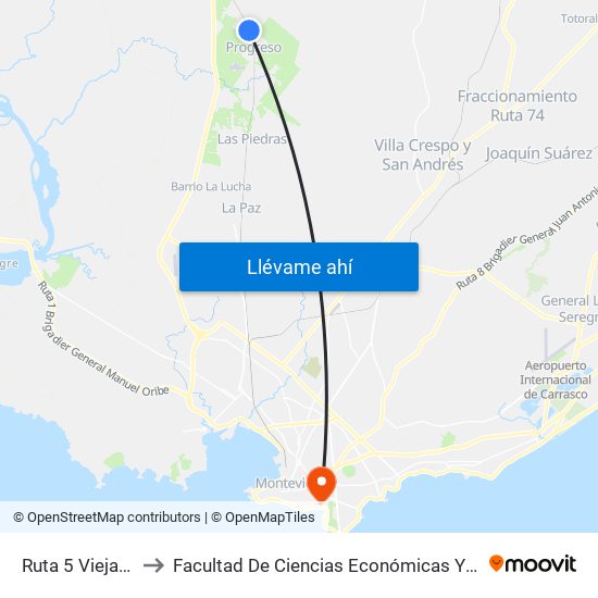 Ruta 5 Vieja & Brasil to Facultad De Ciencias Económicas Y De Administración map