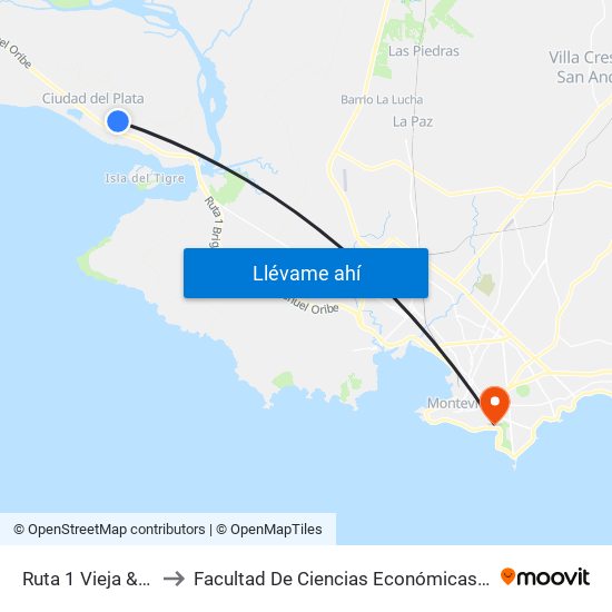 Ruta 1 Vieja & Paysandú to Facultad De Ciencias Económicas Y De Administración map