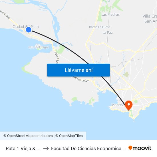 Ruta 1 Vieja & Junta Local to Facultad De Ciencias Económicas Y De Administración map