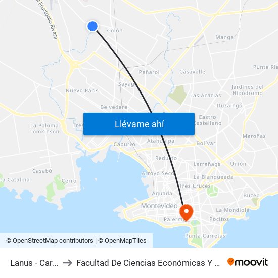 Lanus - Carlos Ott to Facultad De Ciencias Económicas Y De Administración map