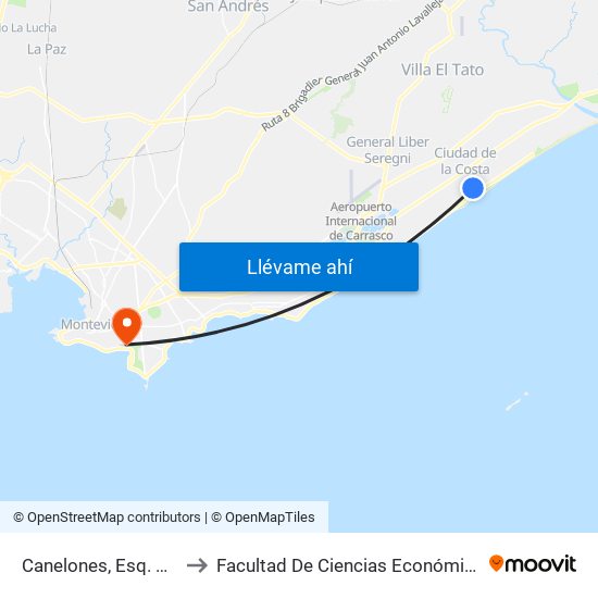 Canelones, Esq. Márquez Castro to Facultad De Ciencias Económicas Y De Administración map