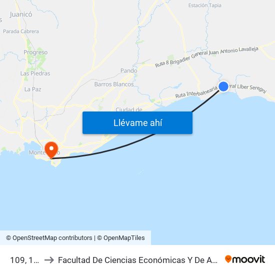 109, 1002 to Facultad De Ciencias Económicas Y De Administración map