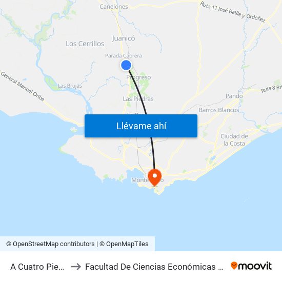 A Cuatro Piedras, 999 to Facultad De Ciencias Económicas Y De Administración map