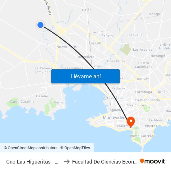 Cno Las Higueritas - Psje Maria Angelica Piola to Facultad De Ciencias Económicas Y De Administración map