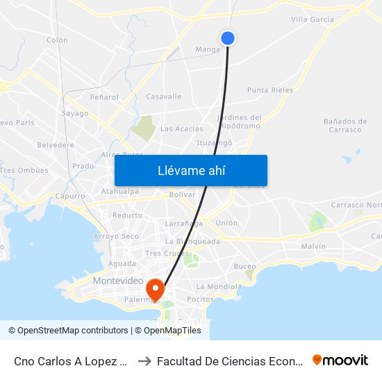 Cno Carlos A Lopez Y Francisco Magariños to Facultad De Ciencias Económicas Y De Administración map