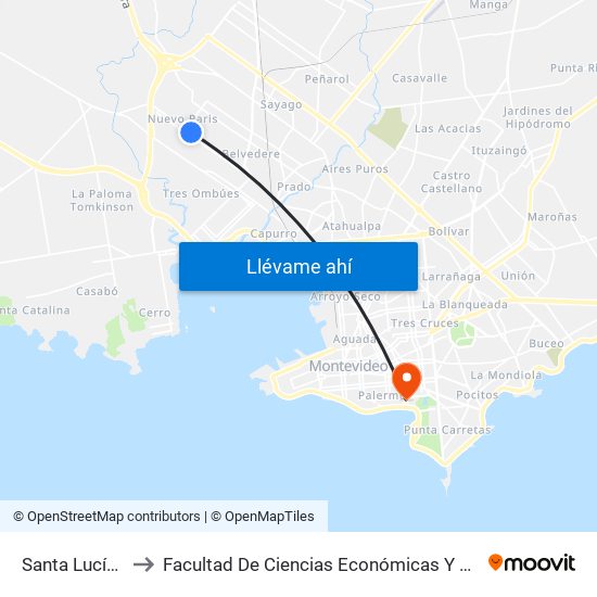 Santa Lucía, 5348 to Facultad De Ciencias Económicas Y De Administración map