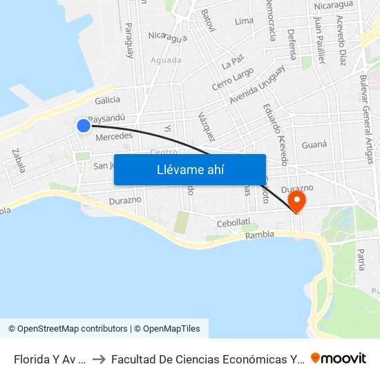 Florida Y Av Uruguay to Facultad De Ciencias Económicas Y De Administración map