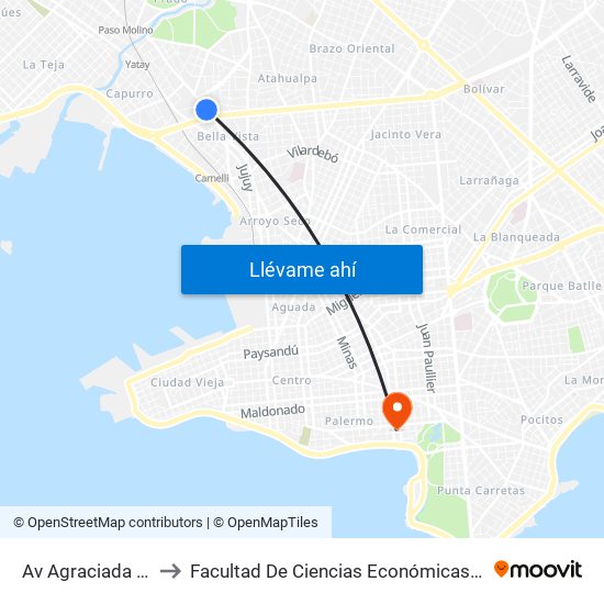 Av Agraciada Y Larrobla to Facultad De Ciencias Económicas Y De Administración map