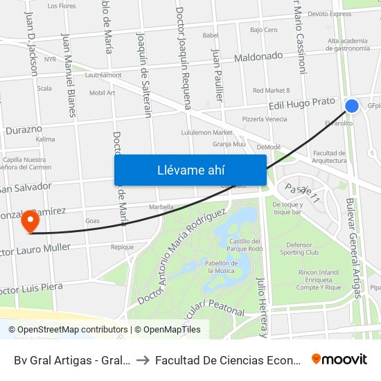 Bv Gral Artigas - Gral Arq Alfredo Baldomir to Facultad De Ciencias Económicas Y De Administración map