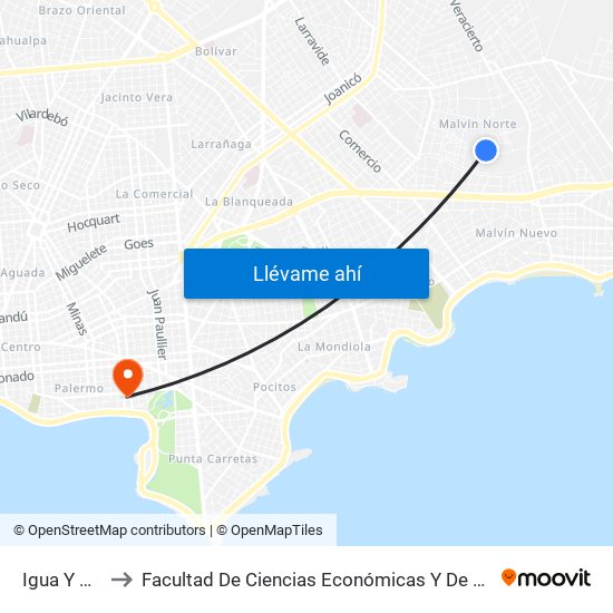 Igua Y Sda 3 to Facultad De Ciencias Económicas Y De Administración map