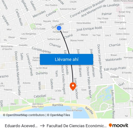 Eduardo Acevedo Y Guayabos to Facultad De Ciencias Económicas Y De Administración map