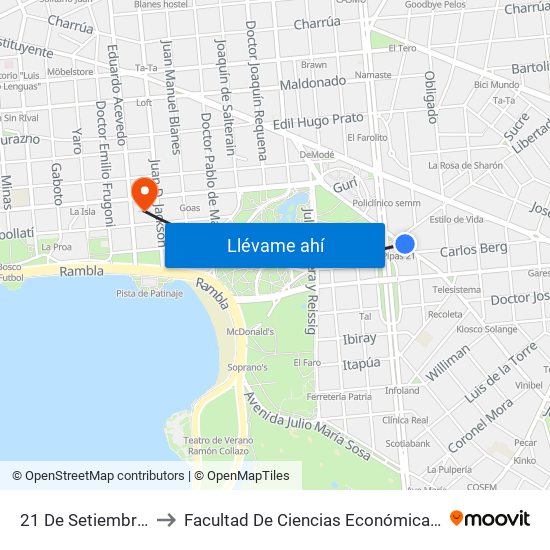 21 De Setiembre Y Libertad to Facultad De Ciencias Económicas Y De Administración map