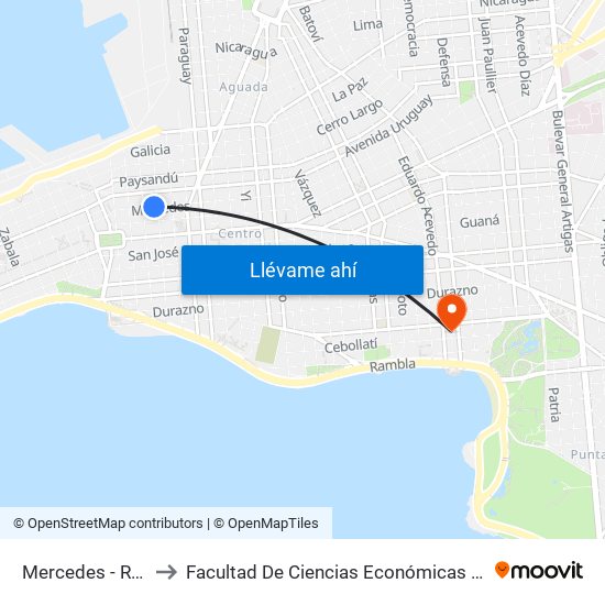 Mercedes - Rio Branco to Facultad De Ciencias Económicas Y De Administración map