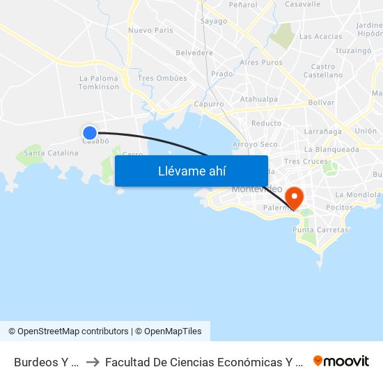 Burdeos Y 15 Mts to Facultad De Ciencias Económicas Y De Administración map