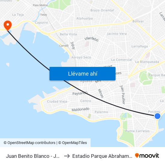 Juan Benito Blanco - Jose Marti to Estadio Parque Abraham Paladino map
