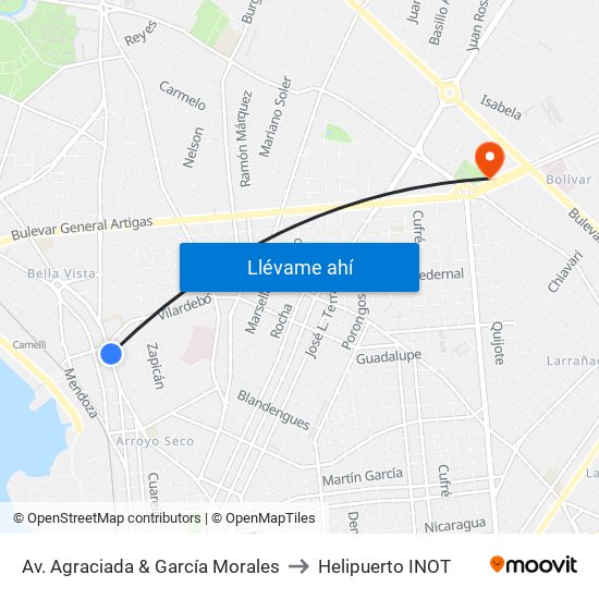 Av. Agraciada & García Morales to Helipuerto INOT map