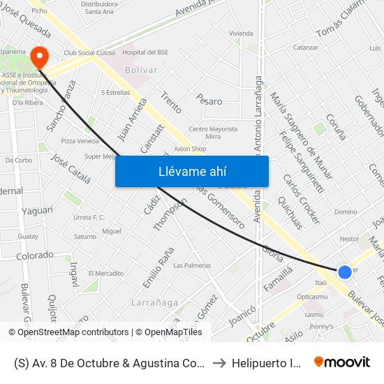 (S) Av. 8 De Octubre & Agustina Contucci to Helipuerto INOT map