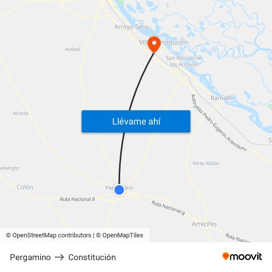 Pergamino to Constitución map