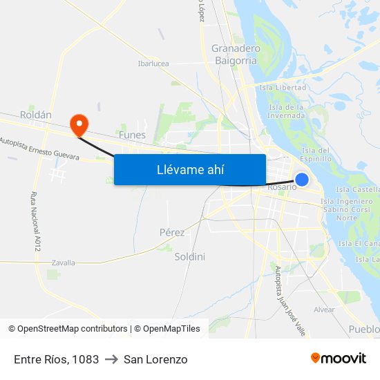 Entre Ríos, 1083 to San Lorenzo map