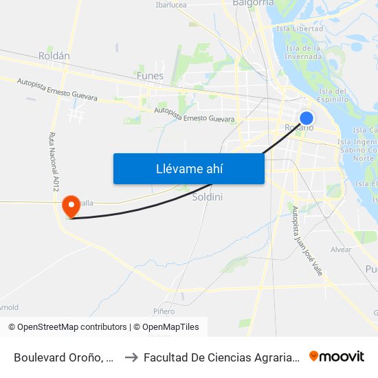 Boulevard Oroño, 1093 to Facultad De Ciencias Agrarias - Unr map