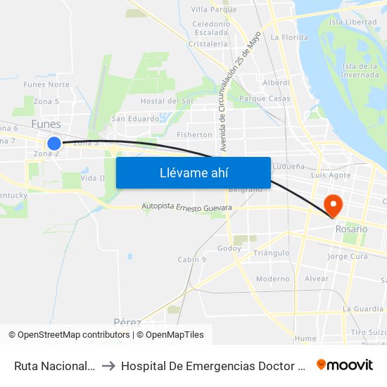 Ruta Nacional 9, 1280 to Hospital De Emergencias Doctor Clemente Álvarez map