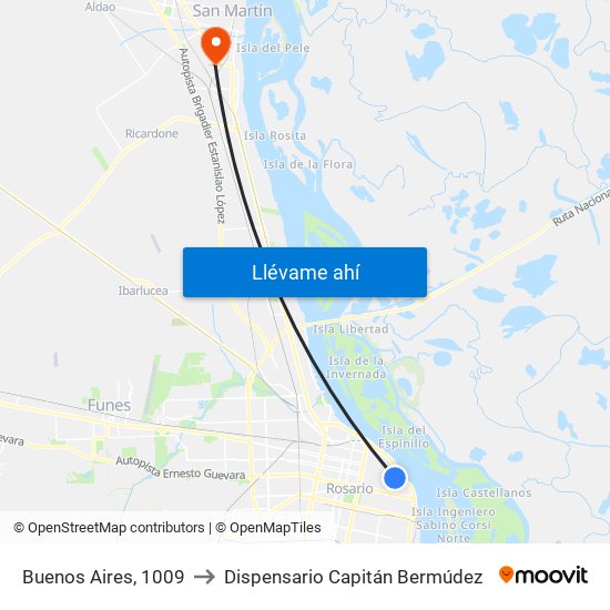 Buenos Aires, 1009 to Dispensario Capitán Bermúdez map