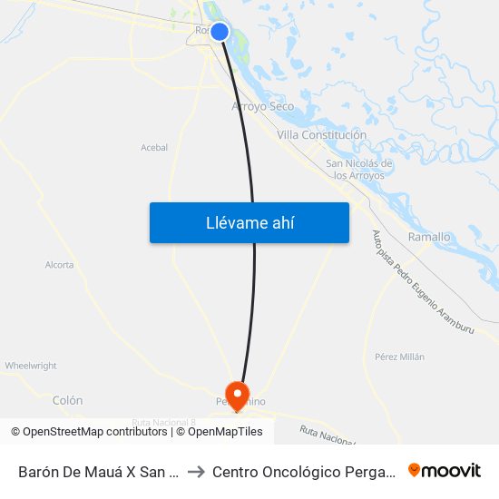 Barón De Mauá X San Luis to Centro Oncológico Pergamino map