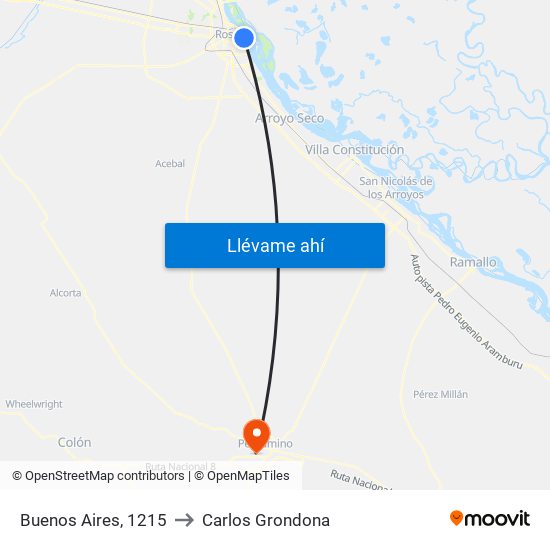 Buenos Aires, 1215 to Carlos Grondona map