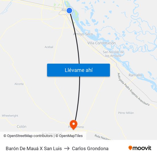 Barón De Mauá X San Luis to Carlos Grondona map