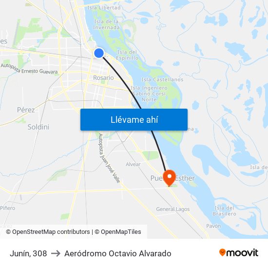 Junín, 308 to Aeródromo Octavio Alvarado map