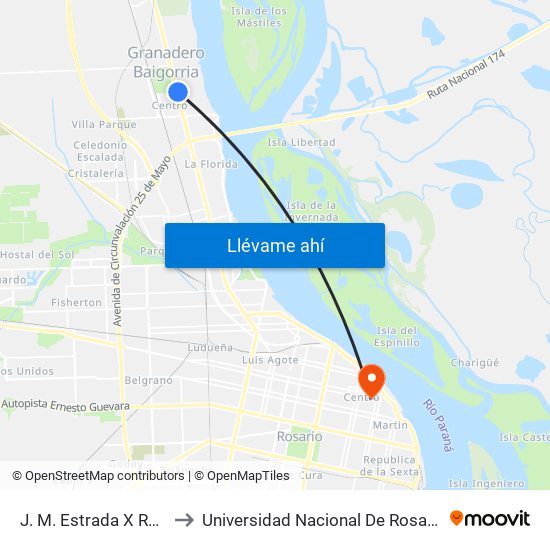 J. M. Estrada X Ruta 11 to Universidad Nacional De Rosario (Unr) map