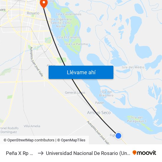 Peña X Rp 21 to Universidad Nacional De Rosario (Unr) map