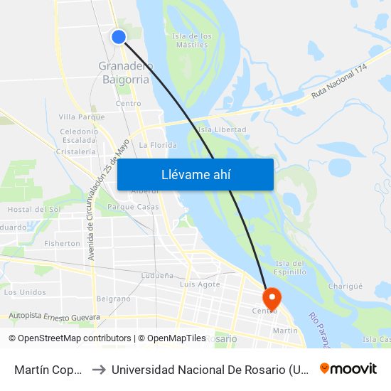 Martín Coppa to Universidad Nacional De Rosario (Unr) map