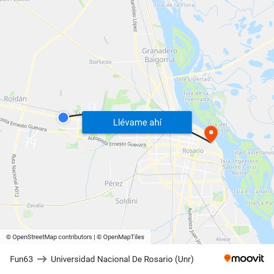 Fun63 to Universidad Nacional De Rosario (Unr) map