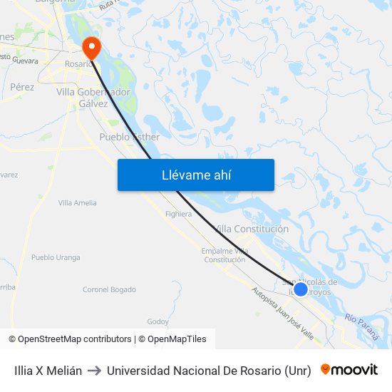 Illia X Melián to Universidad Nacional De Rosario (Unr) map