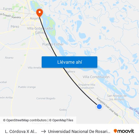 L. Córdova X Alberdi to Universidad Nacional De Rosario (Unr) map